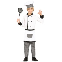Fato de cozinheiro quadriculado preto e branco para crianças