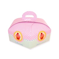 Caixa para bolo hexagonal 30 x 30 x 10 cm com pega