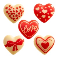 Corações de chocolate branco - 70 unidades