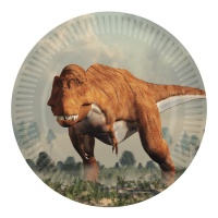 Pratos de Dinossauro jurássico de 23 cm - 8 unidades