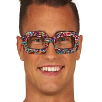 Óculos pop de pérolas multicoloridas