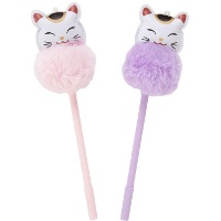 Caneta de gato da sorte com pompom - 1 unidade