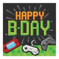 Guardanapos Happy B-Day Video Game 16,5 x 16,5 cm - 16 unid.