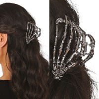 Presilha para cabelo de mão de esqueleto de 8,5 cm