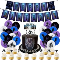 Kit de balões, grinaldas e toppers Pantera Negra - Monkey Business - 27 peças