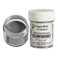 Pó de purpurina comestível cinzento escuro 10g - Sugarflair