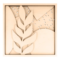 Moldura de folhas em madeira com 5 níveis 25 x 25 cm