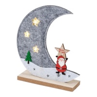 Figura lunar com o Pai Natal cinzento com luz 17 cm