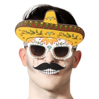 Óculos com chapéu e boca mexicanos