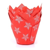Cápsulas para muffins com tulipas de papel com estrela de Natal - House of Marie - 36 unid.