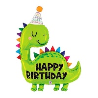 Balão dinossauro com gorro Feliz Aniversário 71 x 92 cm - Grabo