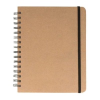 Caderno de capa kraft com argolas para encadernação e elástico 80 folhas