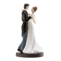 Estatueta de bolo de casamento dos noivos com dança romântica - 16 cm