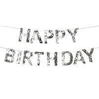 Guirnalda de Happy Birthday de flecos coloridos de 2,20 m