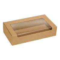 Caixa para pastelaria kraft 18 x 9 x 4 cm com janela