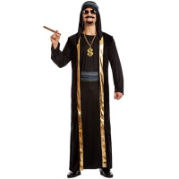 Fato de Xeque Árabe preto e dourado
