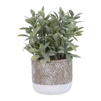 Planta artificial com vaso bege e branco 20 x 18 x 24 cm