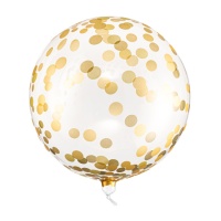 Balão orbz transparente com pontos dourados 40 cm - PartyDeco - 1 pc.