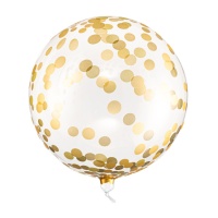 Balão orbz transparente com pontos dourados 40 cm - PartyDeco - 1 unidade