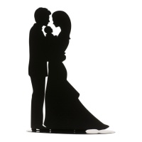 Figura para bolo de casamento 18 cm silhueta de noivo e noiva com bebé