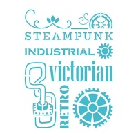 Stencil Steampunk textos 20 x 28,5 cm - Artis decor - 1 unidade