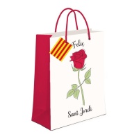 Bolsa de presente de 14 x 11,5 x 6,7 cm de Sant Jordi rosa