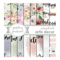 Kit de papéis para scrapbooking Garden journal - Artis decor - 8 folhas