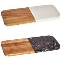 Tábua de cortar 38 x 18 cm madeira e mármore - 1 peça