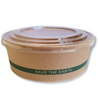 Recipiente biodegradável de 1,3 L com tampa para Poke - 2 unid.
