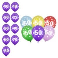 Balões de látex de aniversário com números 30 cm - PartyDeco - 6 unid.