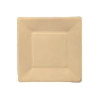 Pratos quadrados biodegradáveis de fibra de bambu de 23 x 23 cm - Silvex - 10 unidades