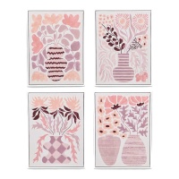 Quadros com vasos de rosas 30 x 40 cm - 4 unidades