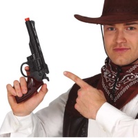 Pistola de cowboy preta e castanha - 26 cm