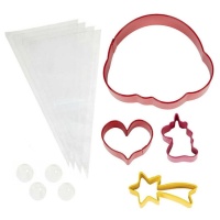 Kit de biscoitos com cortadores e bicos para decoração de unicórnios - Wilton - 12 unidades