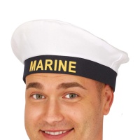 Boné de marinheiro branco e azul-marinho