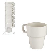 Caneca de 360 ml com suporte branco empilháveis - 6 unidades