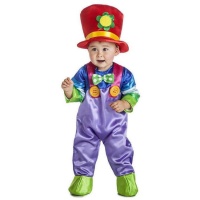 Fato de palhaço lilás para bebé com chapéu