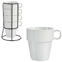 Caneca de 350 ml com suporte preto empilhável - 4 unidades