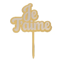 Topper dourado Je T'aime para bolo de 11,5 x 15,5 cm
