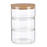 Frasco de borosilicato empilhável de 0,4 L com tampa - 3 peças
