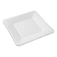 Pratos de 18 cm de papelão branco quadrados - 25 unidades