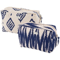 Saco de toilette Ikat azul liso 19 x 8 x 11 cm - 1 unid.