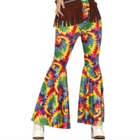 Calças Hippie multicoloridas à boca de sino