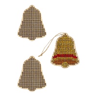 Figura de madeira para bordar em forma de Sino de 8 x 6,4 cm - 3 unidades