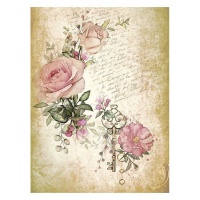 Papel de arroz Vintage com rosas e chave 29,7 x 42 cm - Artis decor - 1 pc.