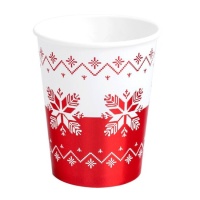 Copos de Natal bordados a vermelho 270 ml - 6 unidades