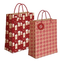 Bolsa de presente de 23 x 18 x 10 cm kraft com desenho nevado - 1 unidade