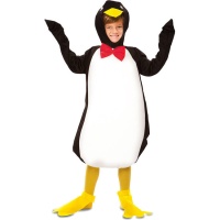 Fato de pinguim com laço vermelho para criança