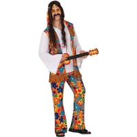 Fantasia de hippie colorida floral para homem