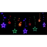 Cortina de estrelas multicoloridas com 138 leds